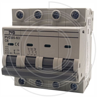 Выключатель автоматический PVD B5-63-C63-4P, 6,0kA